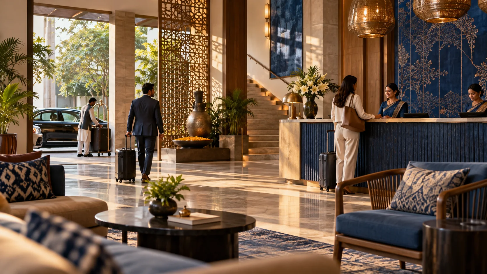 Boutique hotel arrival and reception experience in India