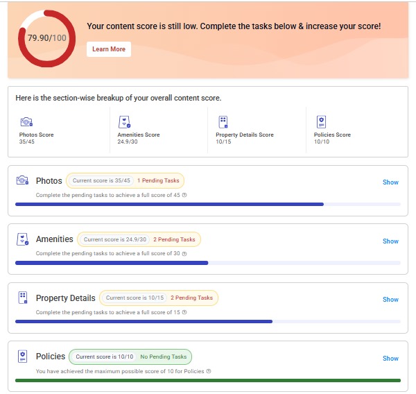 OTA Content Score Dashboard